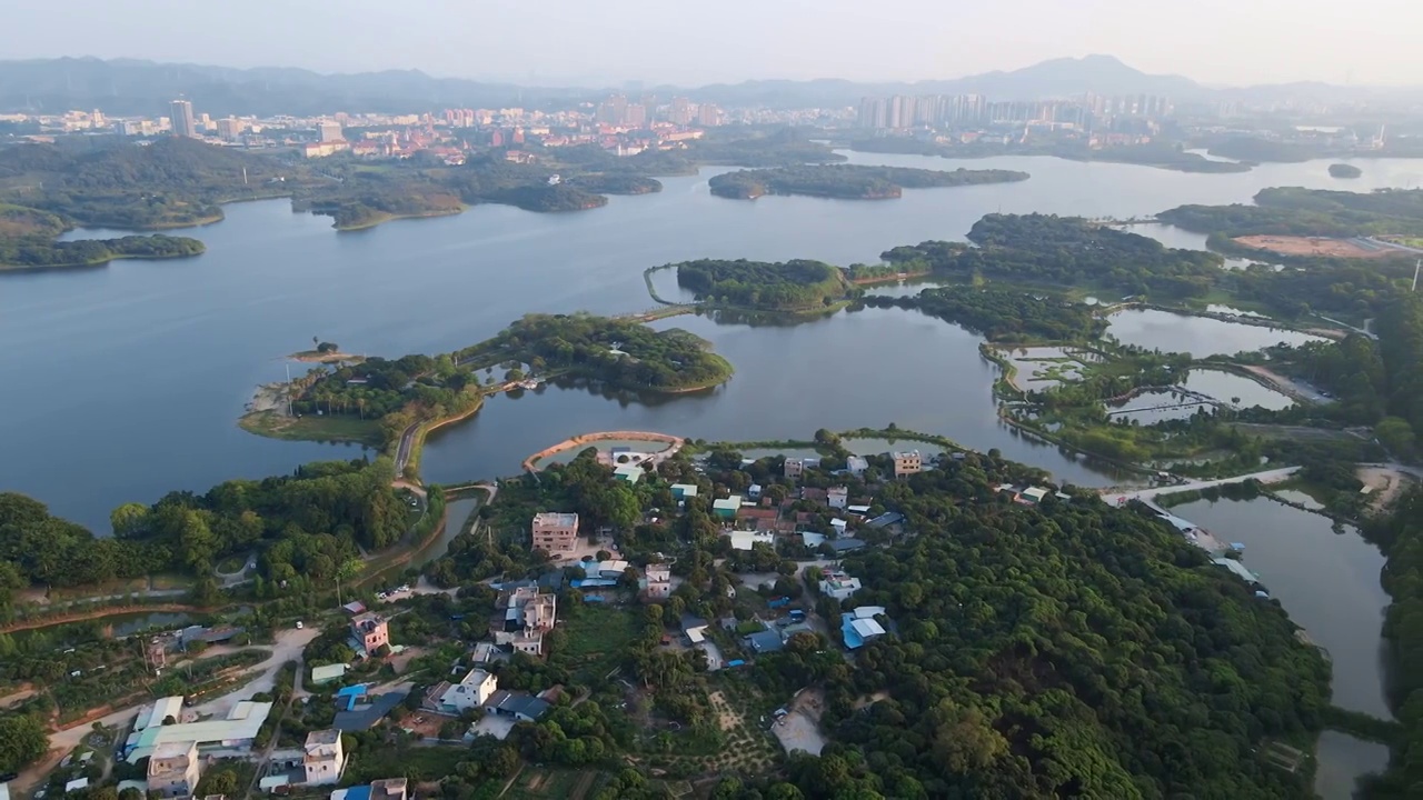 东莞松山湖风景航拍视频素材