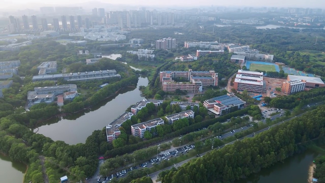 东莞松山湖风景航拍视频素材