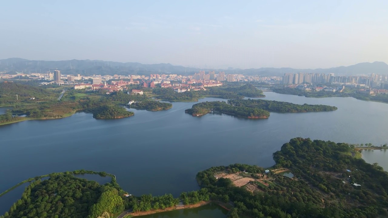 东莞松山湖风景航拍视频素材