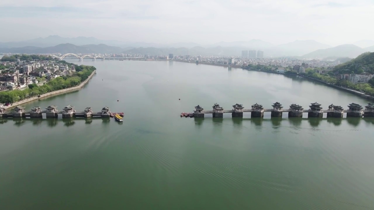 广东省潮州市广济桥航拍视频素材