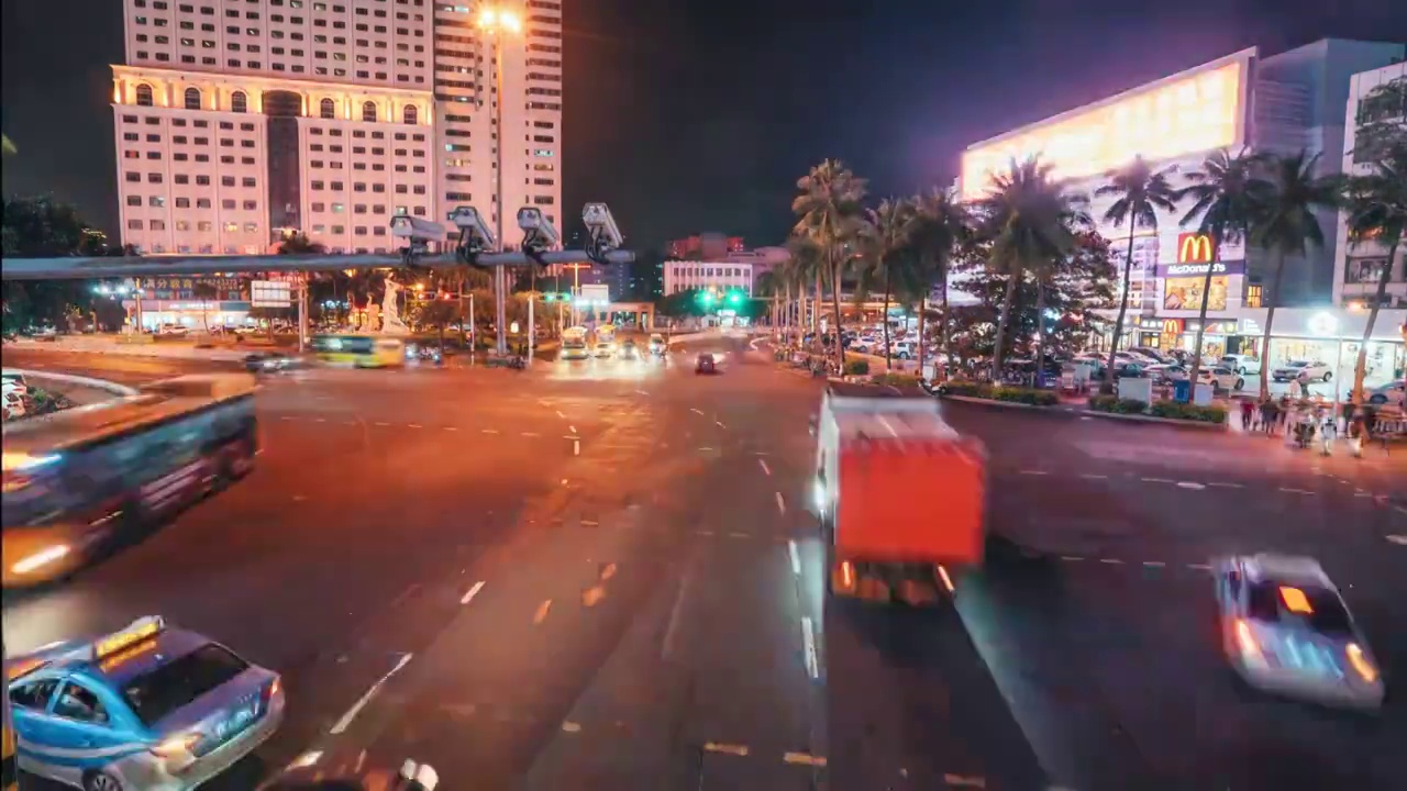 海口夜景街道延迟视频素材