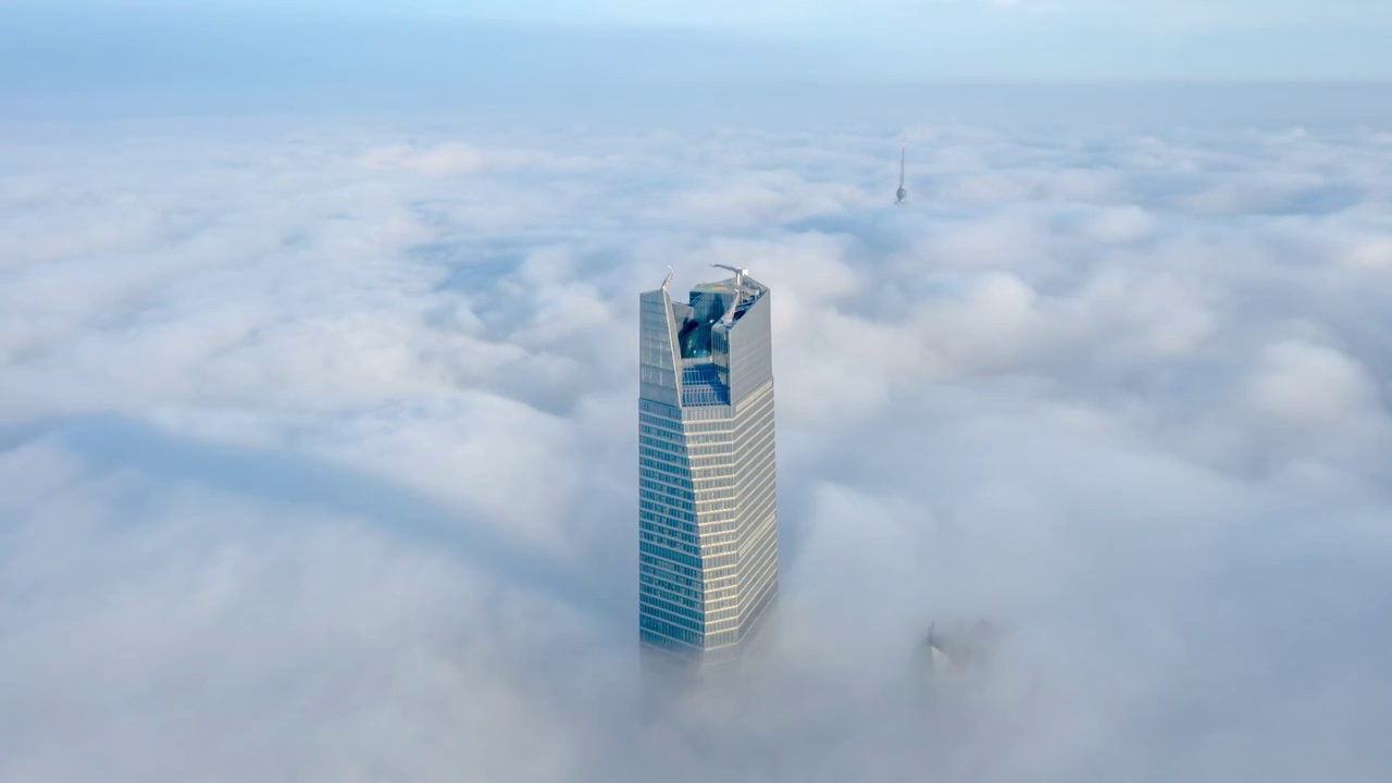 青岛高空平流雾云海延时摄影视频素材