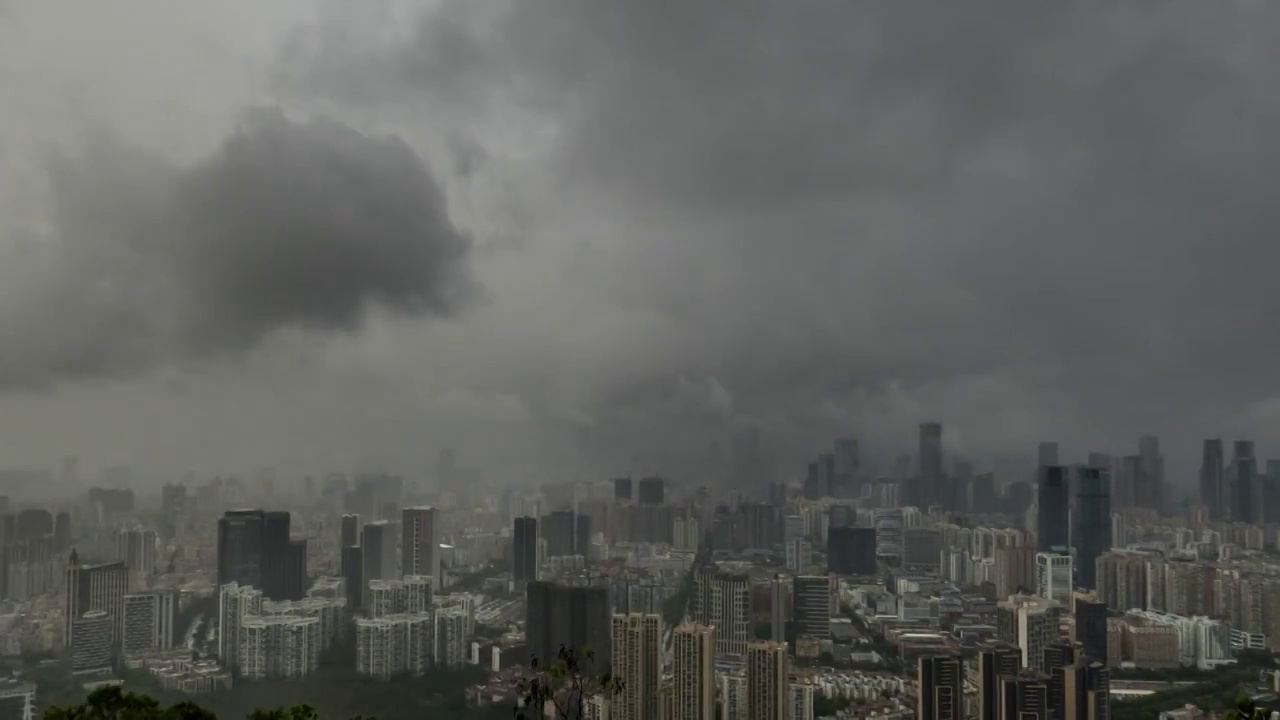 暴雨袭击深圳南山区延时摄影视频素材