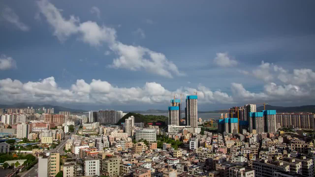 广东省汕尾城区城市云层延时视频素材