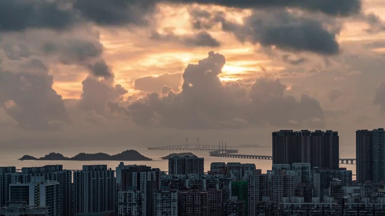 港珠澳大桥日出延时视频素材