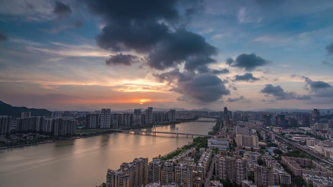 广东省珠海市白石桥城市风光日转夜延时视频素材