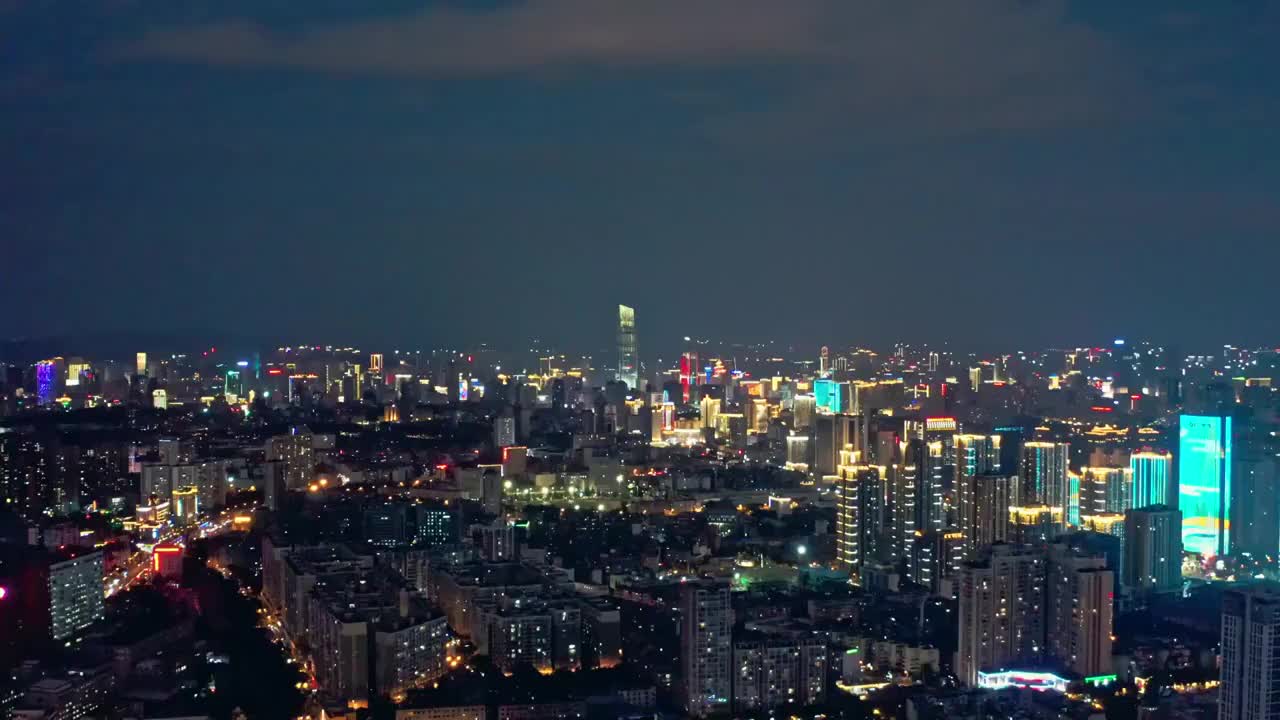 昆明市中心夜景航拍视频素材