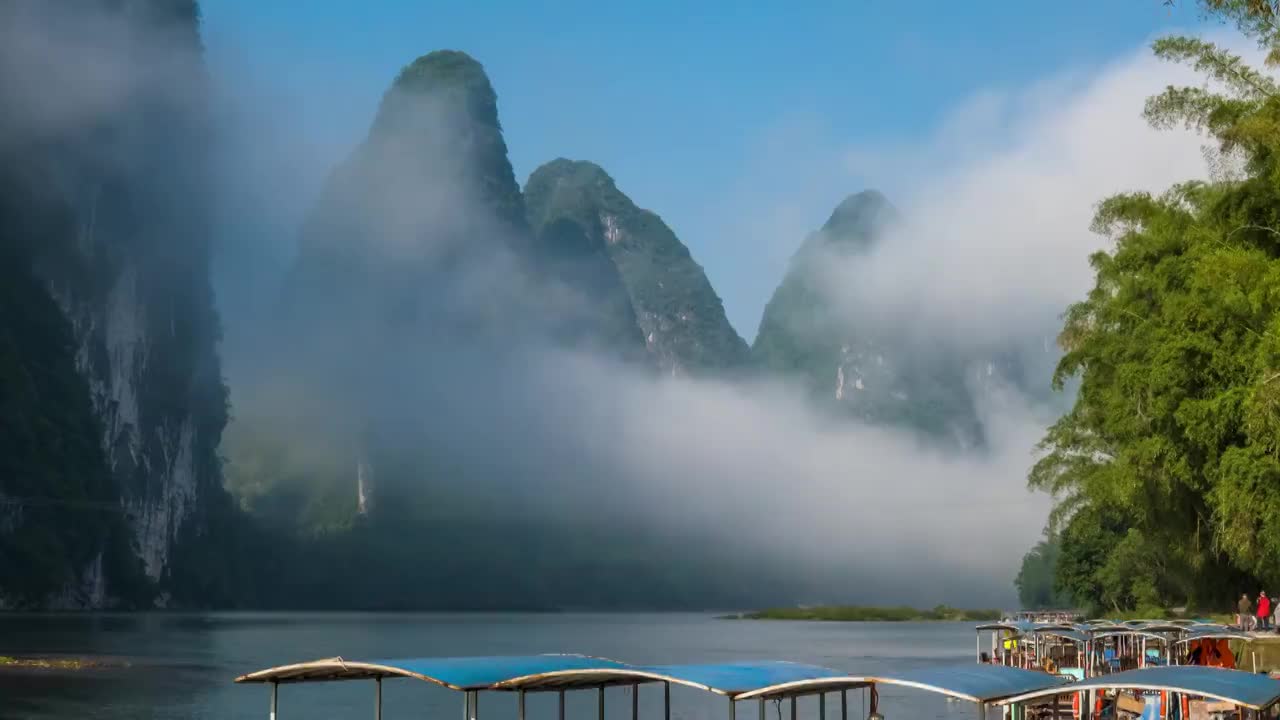 桂林山水漓江云海视频素材