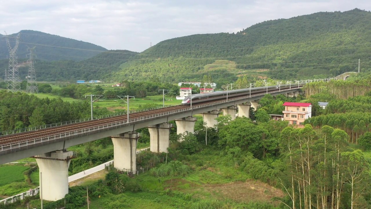 桂林穿过田野大地的高速列车视频素材