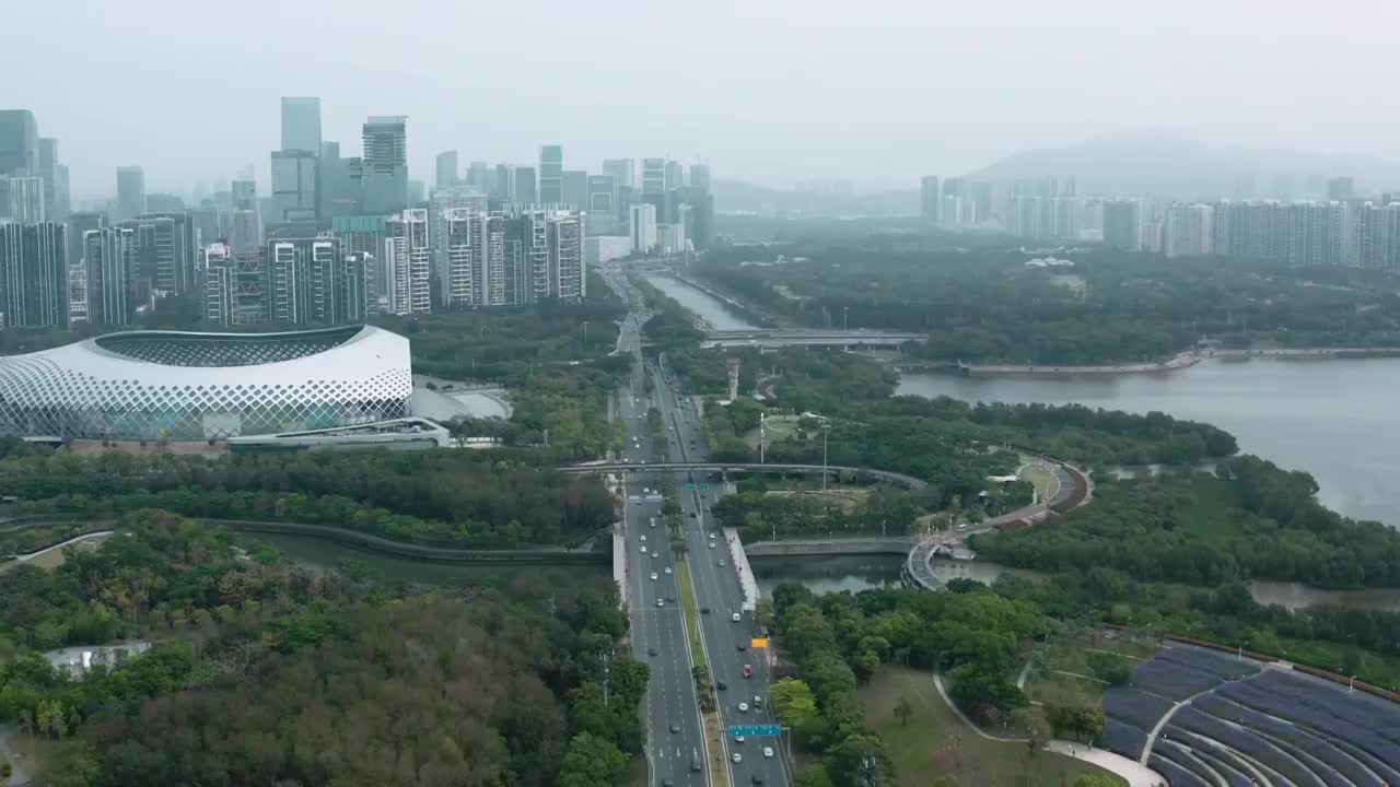 航拍深圳市深圳湾城市风貌视频素材