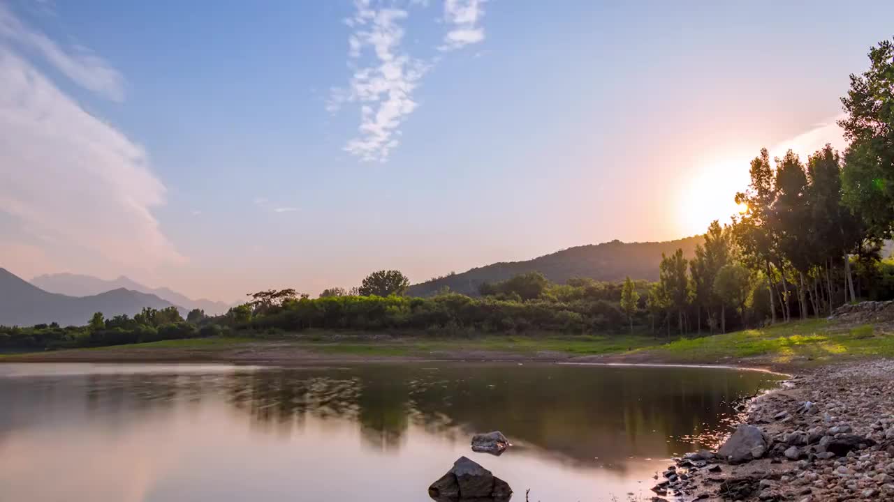 0620泰安黄前水库日落延时摄影（1）视频素材