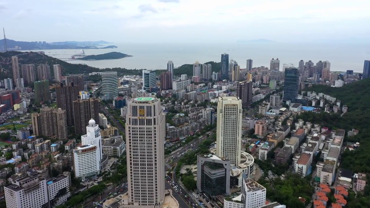 广东省珠海市吉大全景城市风光白昼航拍视频素材