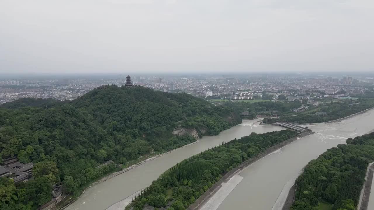 都江堰山景航拍视频素材