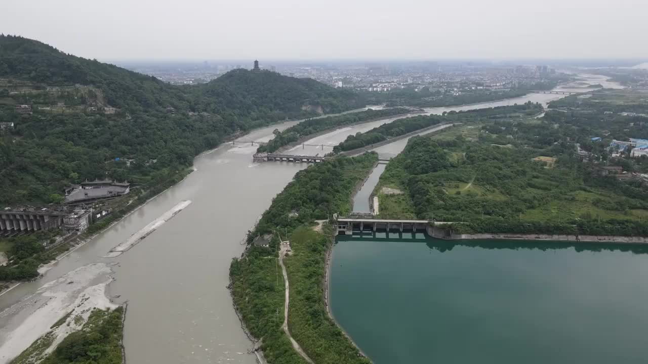 都江堰大坝航拍视频素材