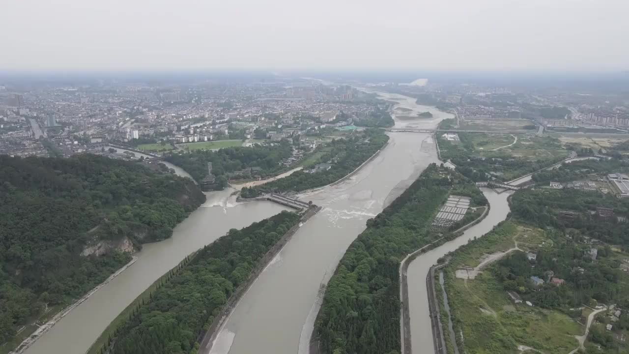 都江堰景区大坝视频素材