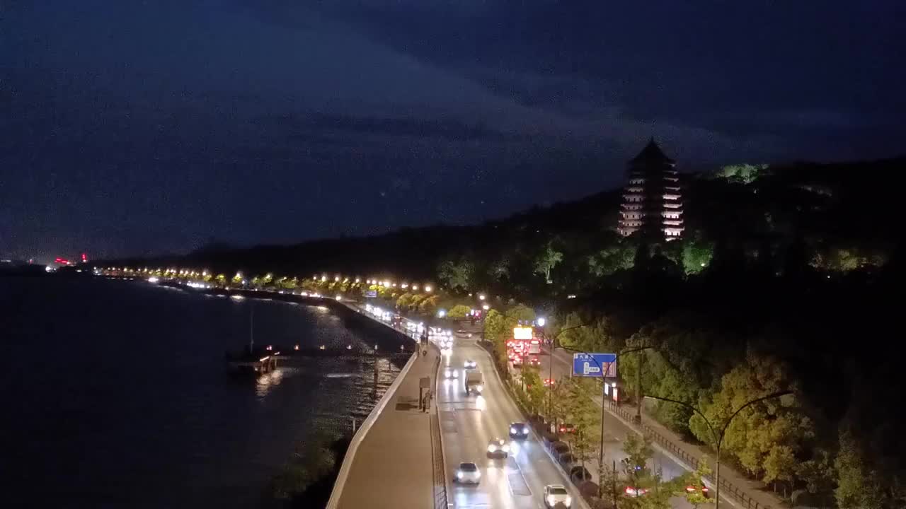 六和塔和之江路夜景视频素材