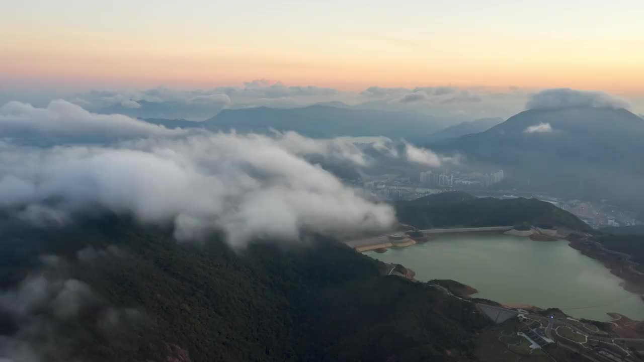 深圳东部华侨城-小三洲黄昏延时-云海 4K 25P视频素材