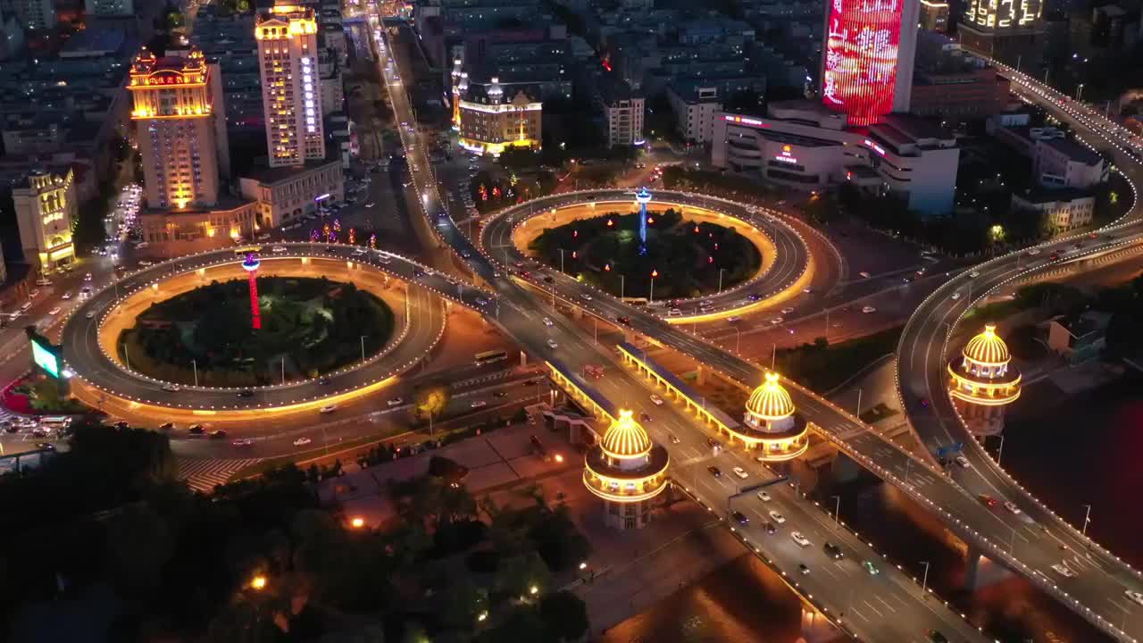 哈尔滨松花江公路桥夜景视频素材