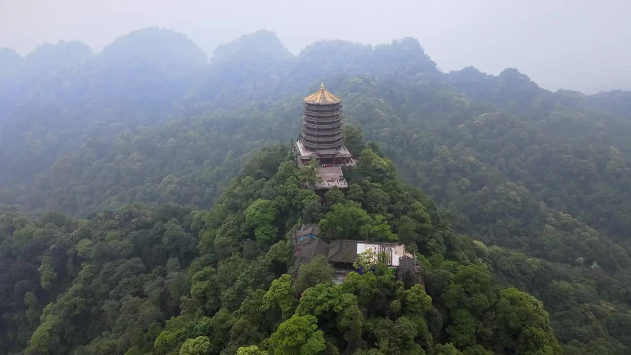 航拍青城山道观视频素材