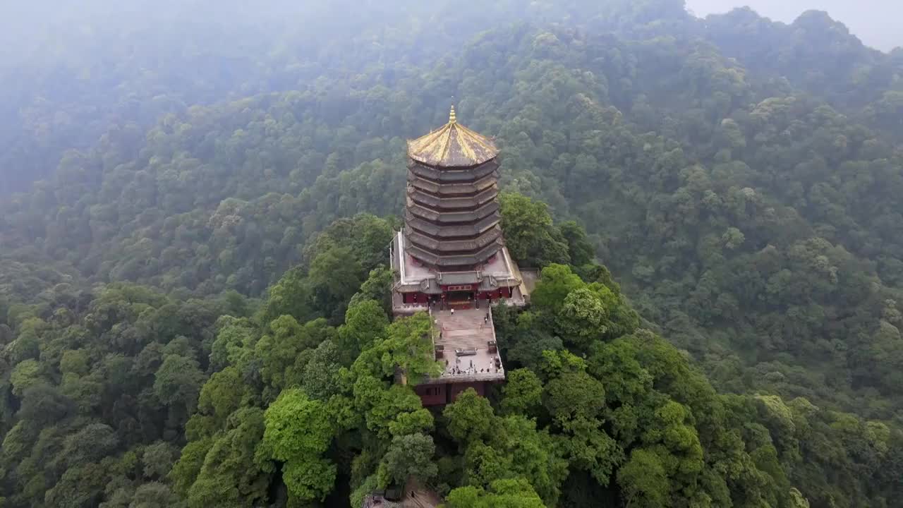 青城山山顶航拍视频素材