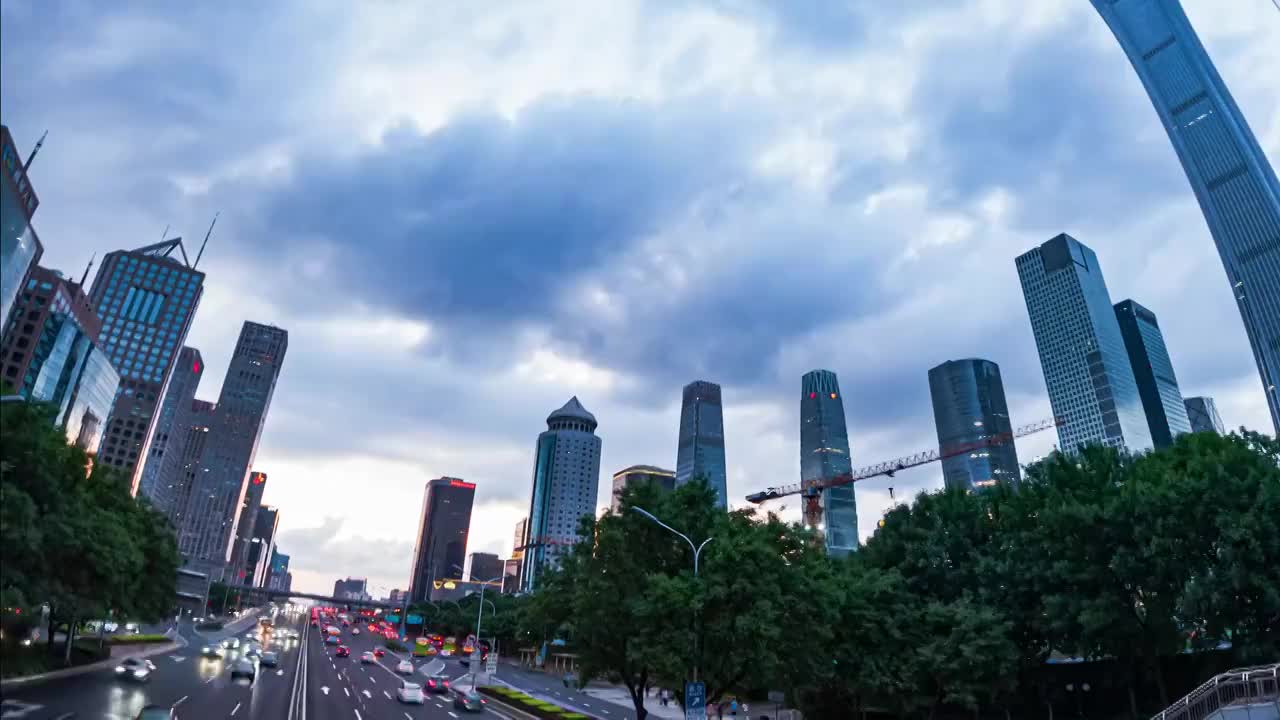 北京国贸桥日转夜延时视频素材