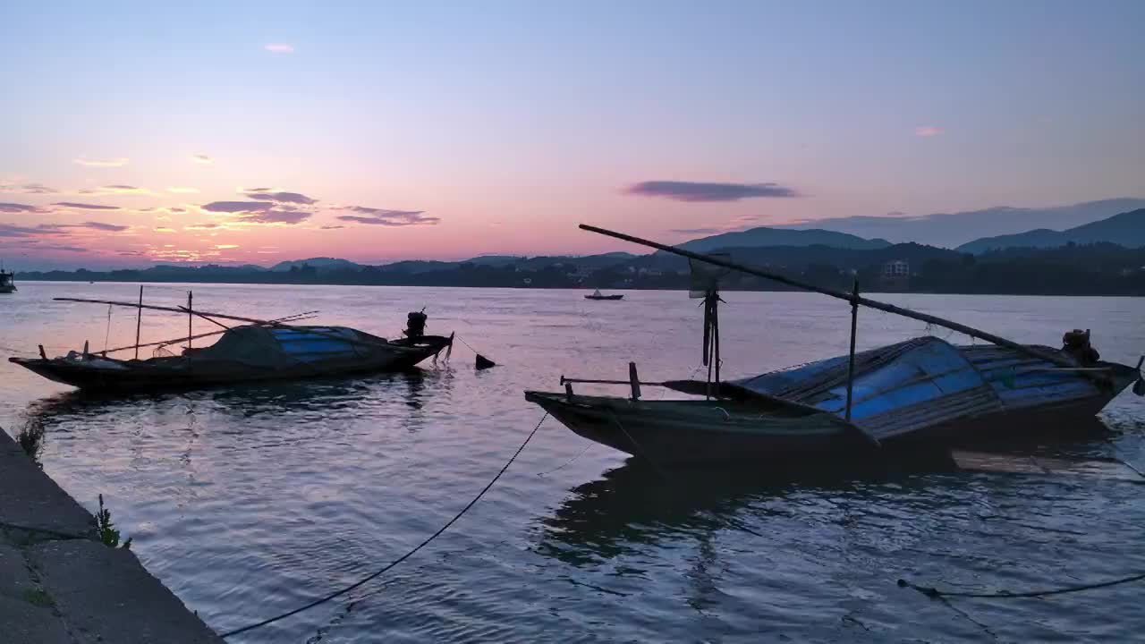 延时摄影河流船只视频素材