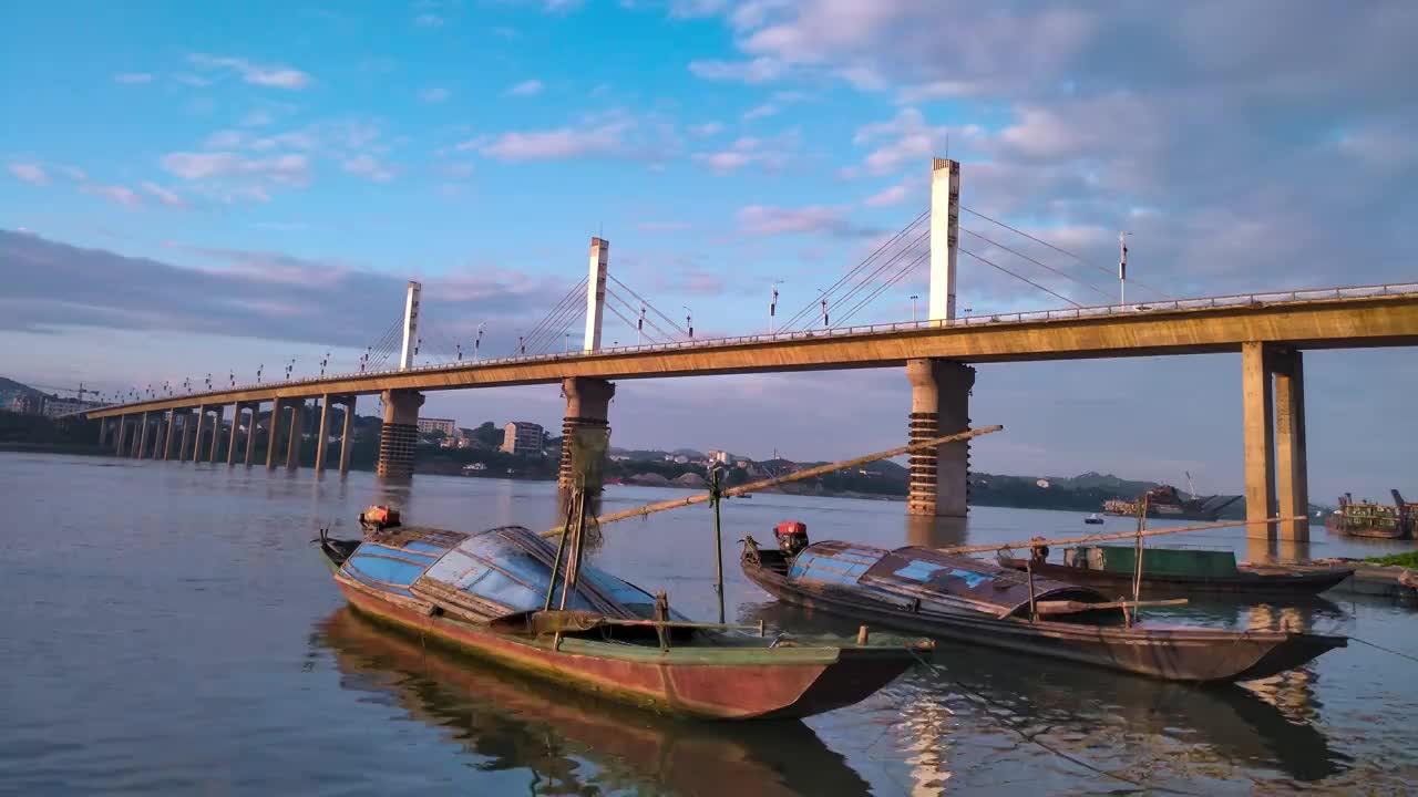 延时摄影河流船只视频素材