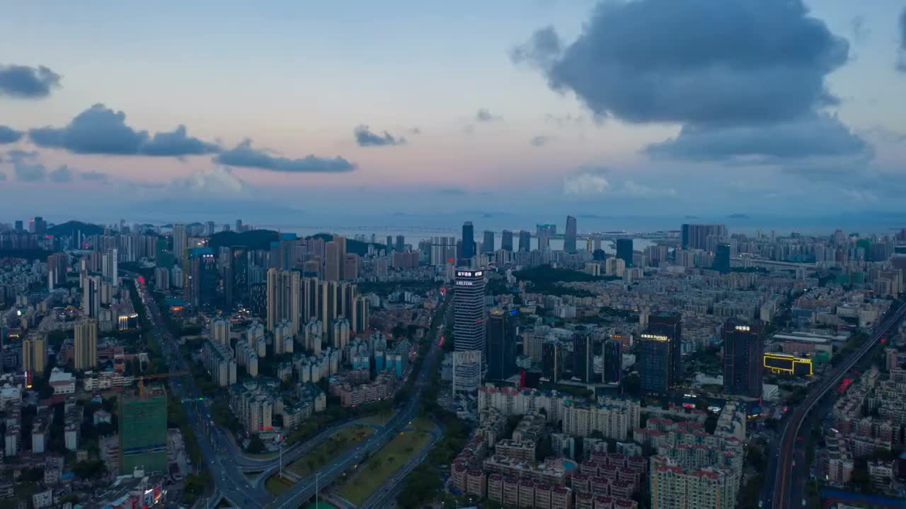 珠海市前山夜景航拍延时视频素材