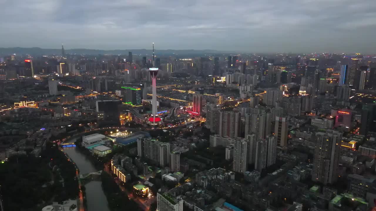 成都城市夜景航拍视频素材