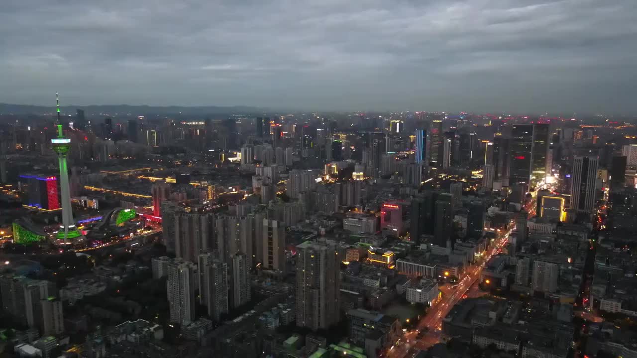 成都高空城市夜景航拍视频素材