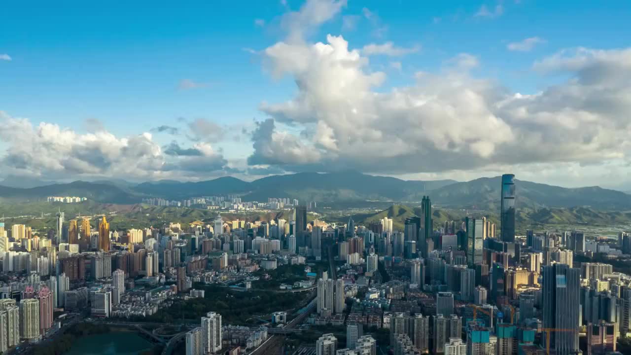 深圳福田望香港流动光影延时 4K 30P视频素材