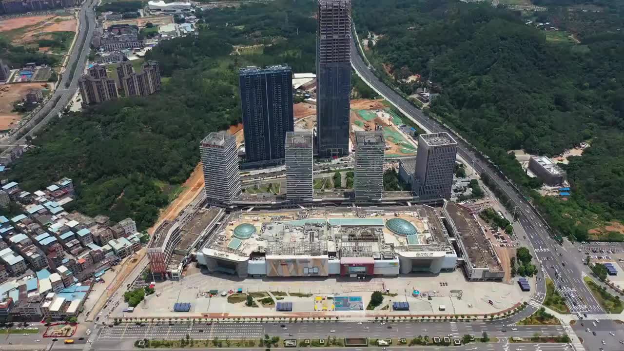 广东省广州市增城区增城广场航拍视频素材