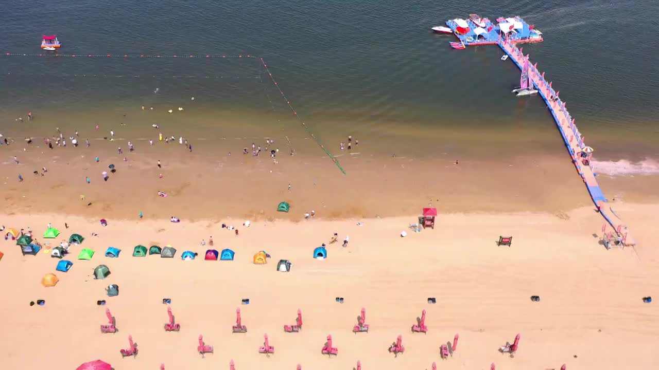 天津东疆湾海水浴场航拍4K视频视频素材