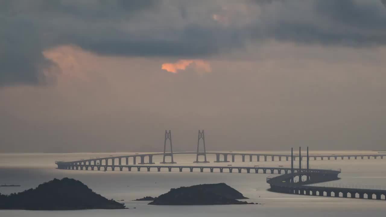 港珠澳大桥日出延时视频素材