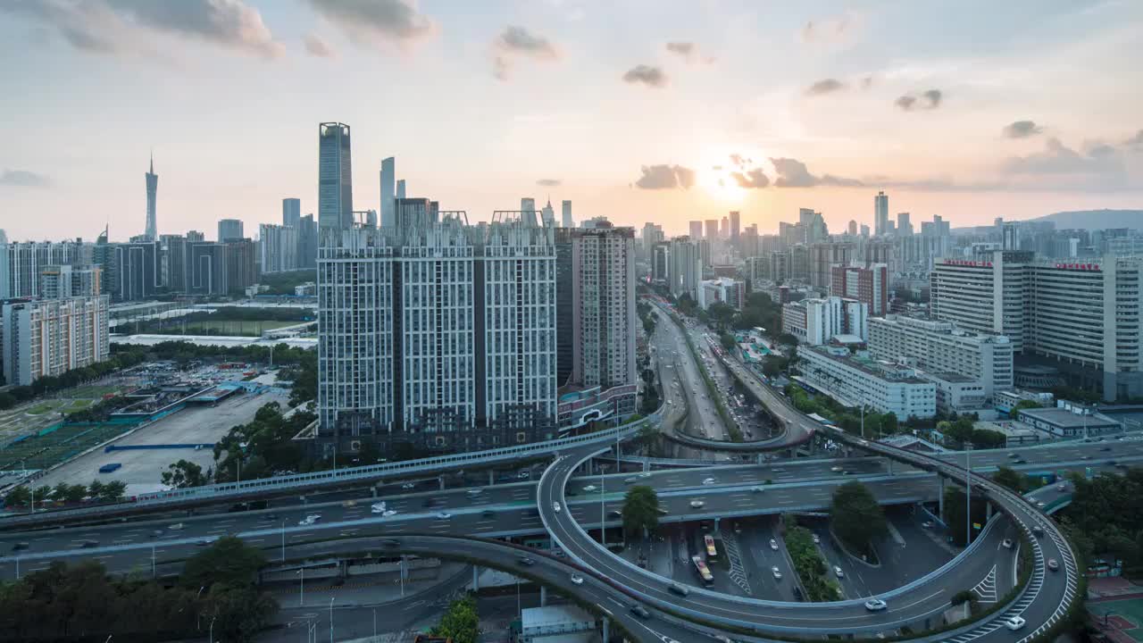 广州城市风光延时摄影-黄埔立交桥视频下载