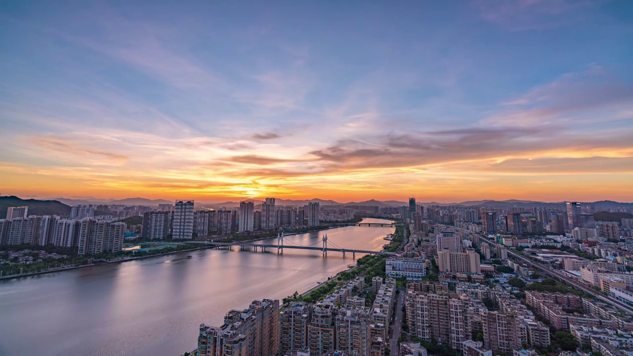 广东省珠海市白石桥城市风光日转夜延时视频素材