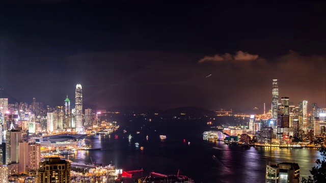 中国香港港岛九龙夜景延时视频素材