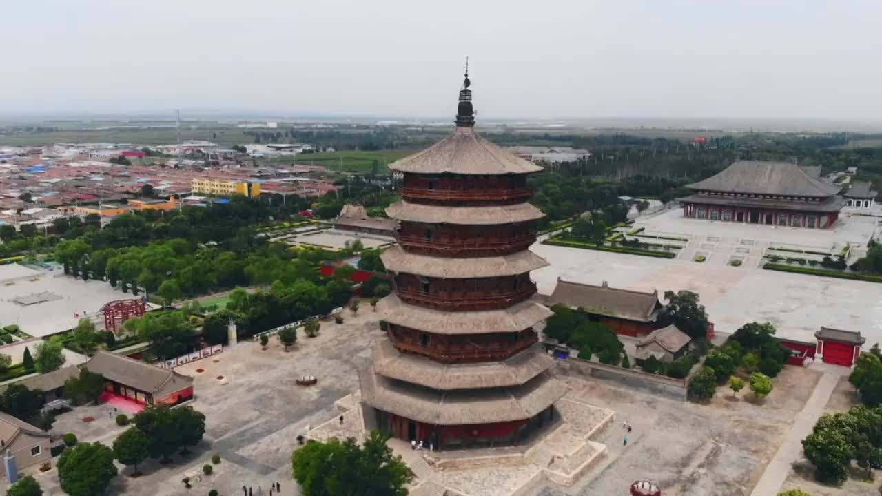 山西大同应县佛宫寺千年木塔视频素材