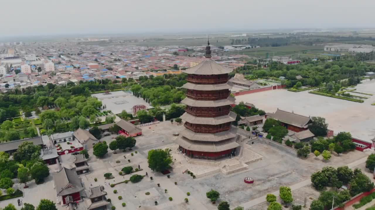 山西大同应县佛宫寺千年木塔视频素材