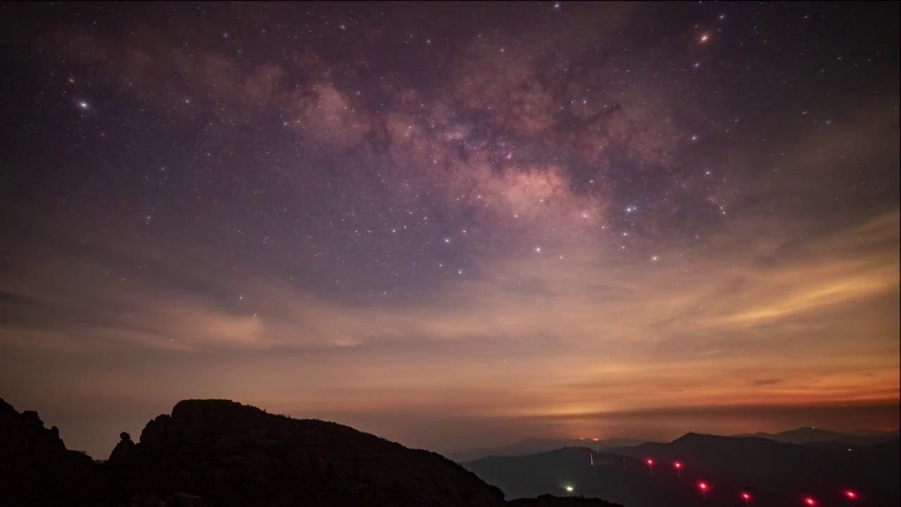 银河日转夜，火流星！视频素材