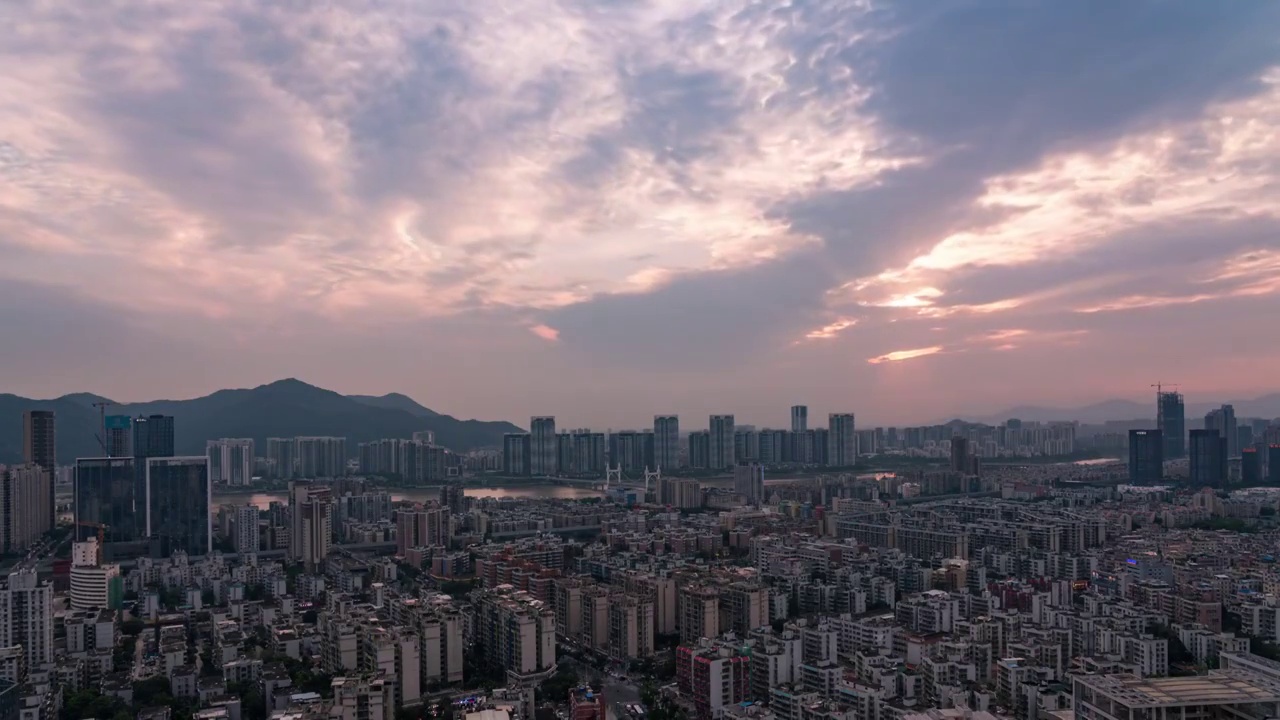 广东省珠海市夏湾白石桥天际线城市风光日转夜延时视频素材