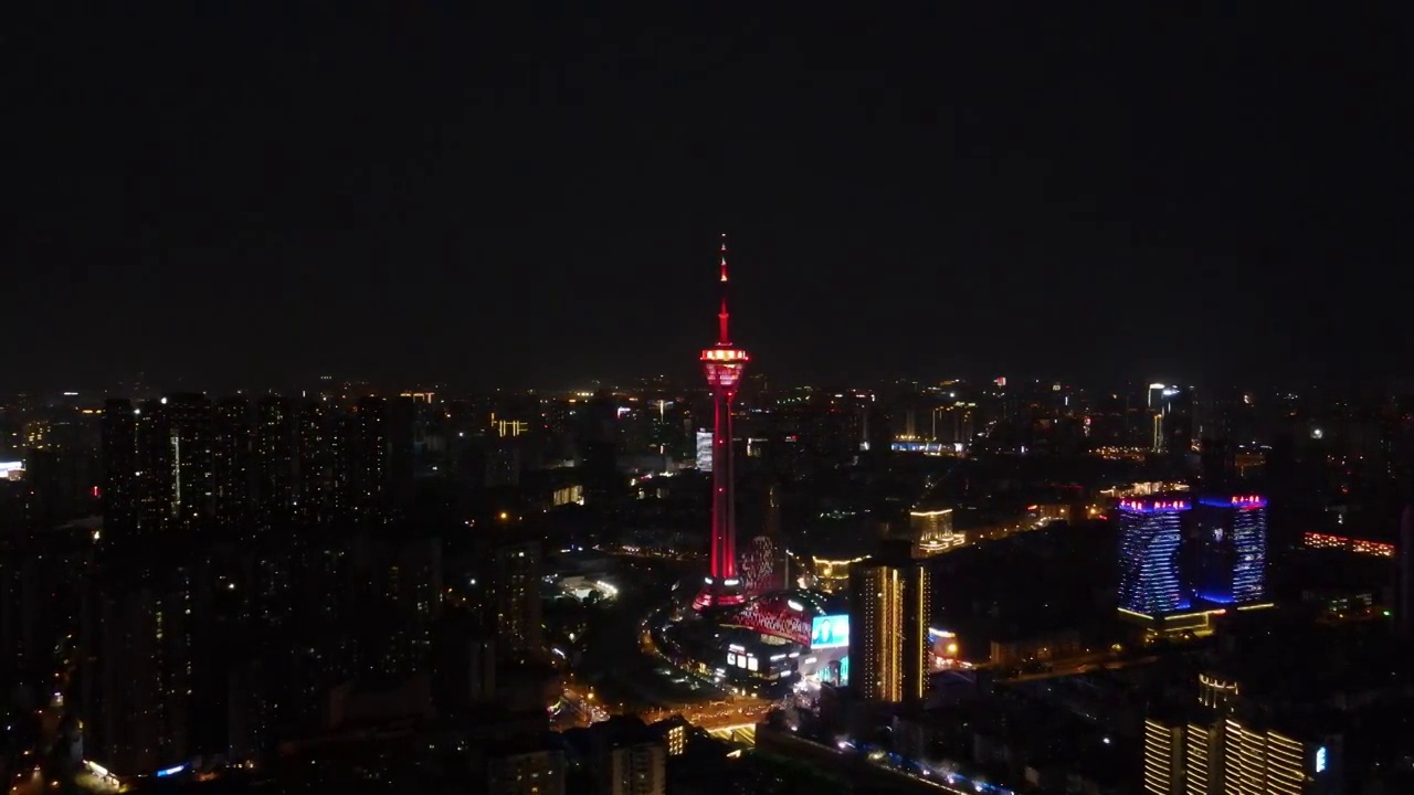 成都电视塔夜景航拍视频素材