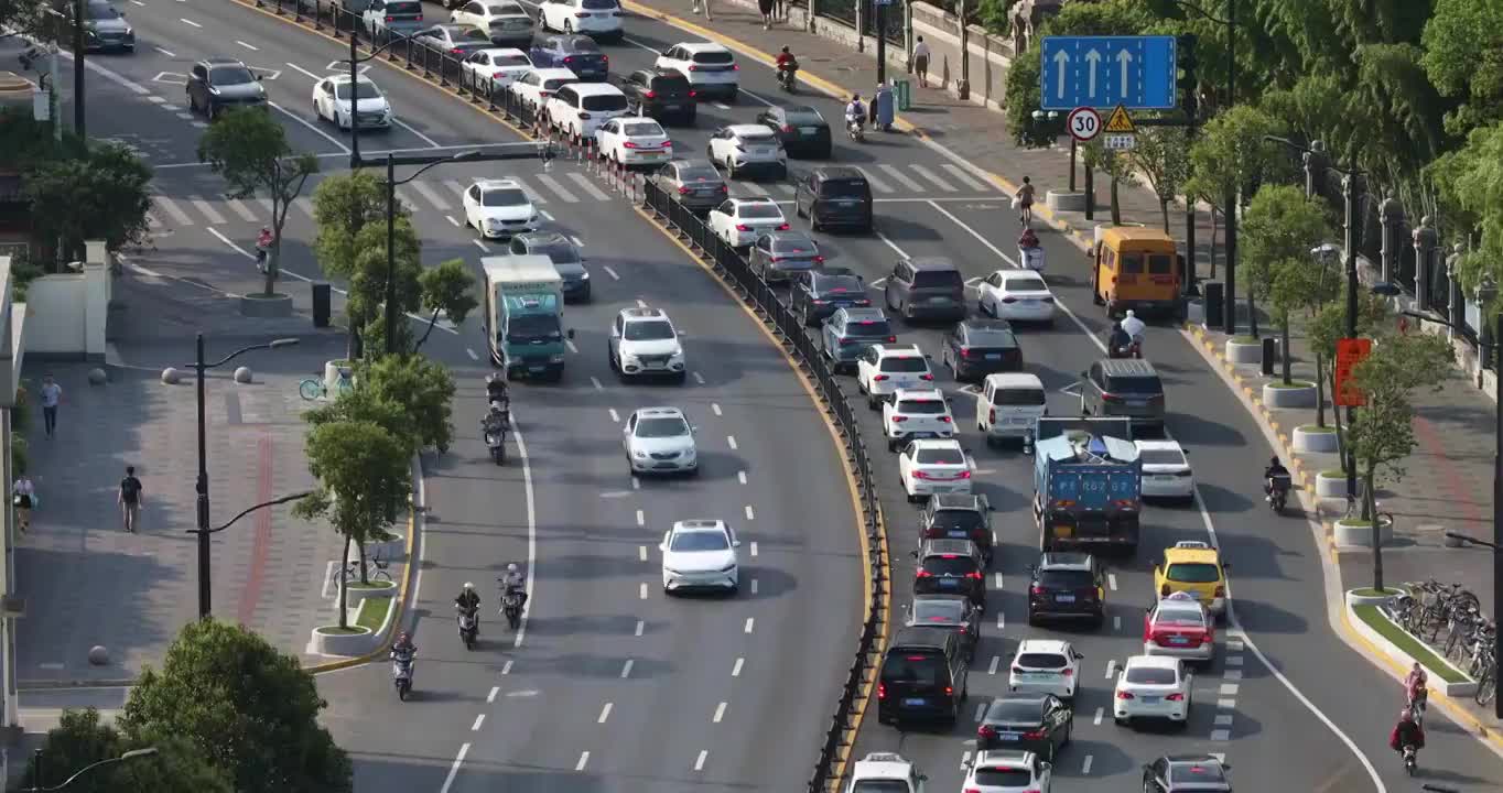 上海城市道路车流视频素材