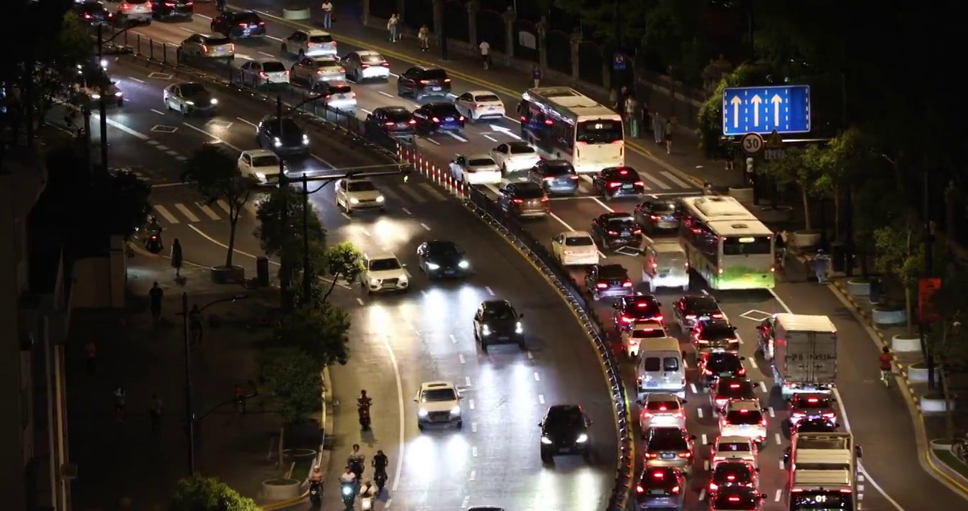 上海城市道路车流视频素材