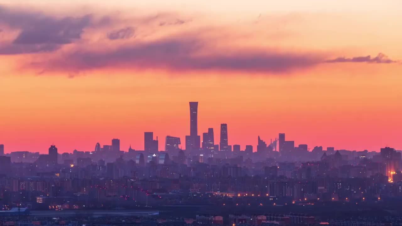 北京CBD朝霞视频素材