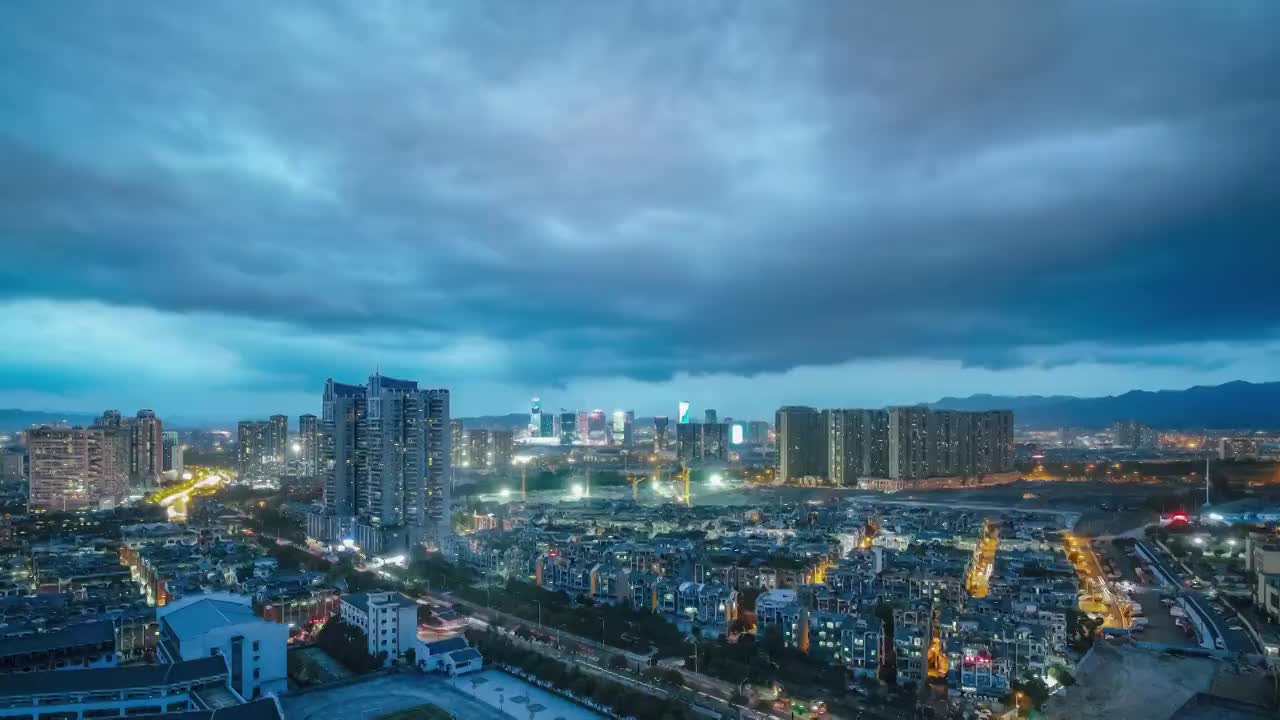 义乌城市夜景风光4K延时视频视频素材