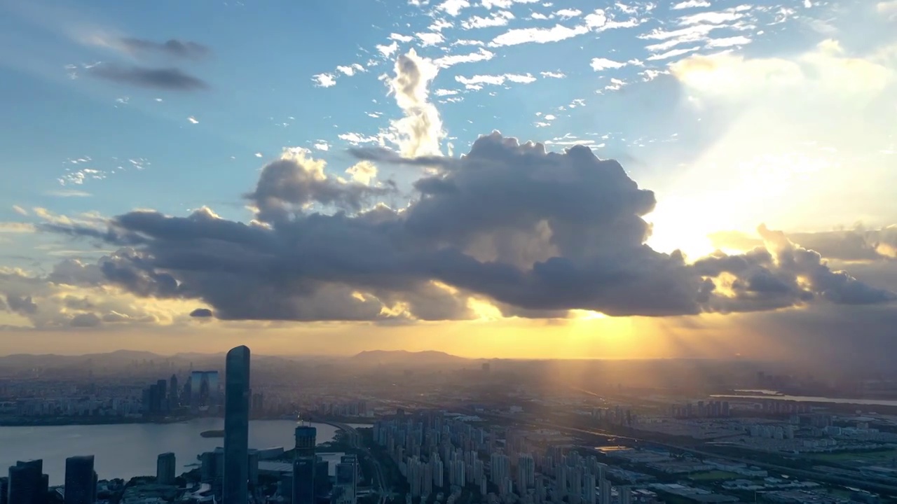 苏州金鸡湖日落耶稣光延时视频素材