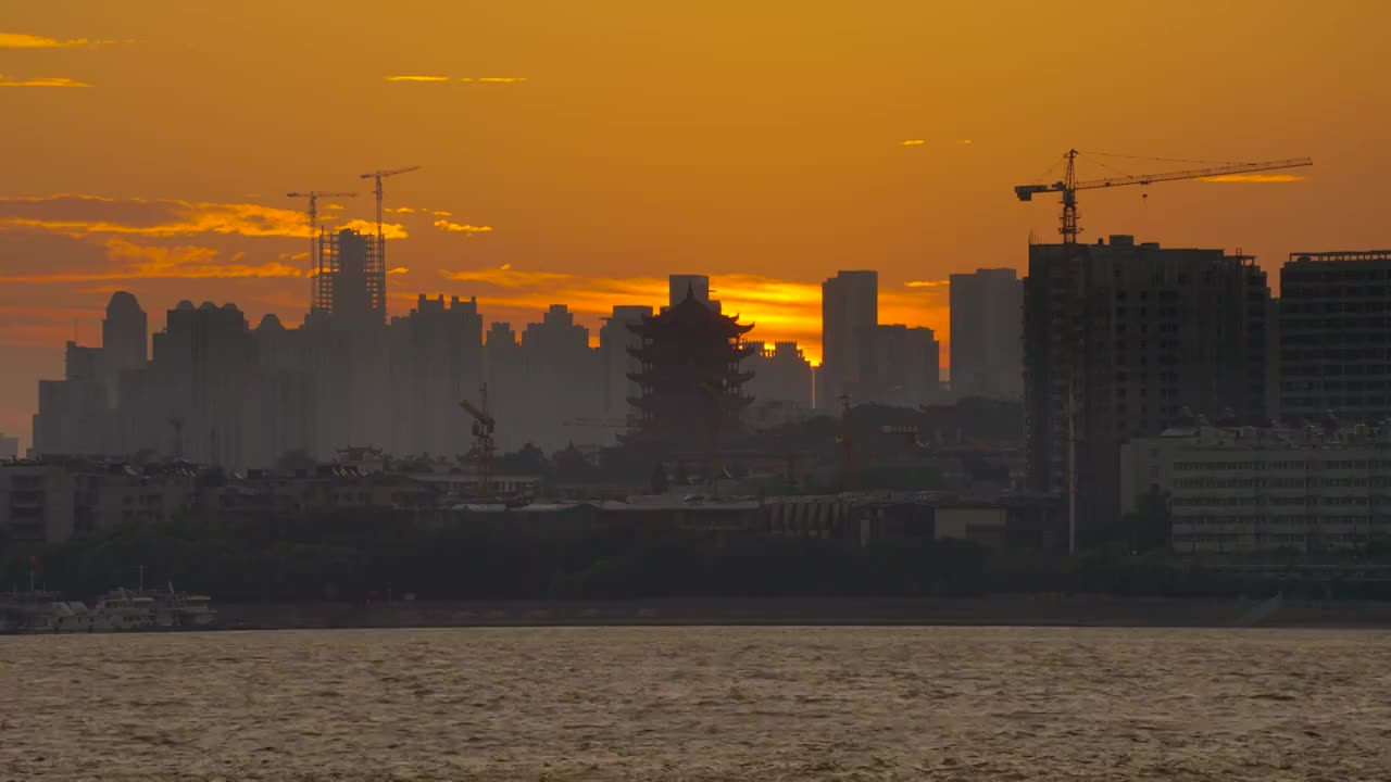 黄鹤楼日出视频素材