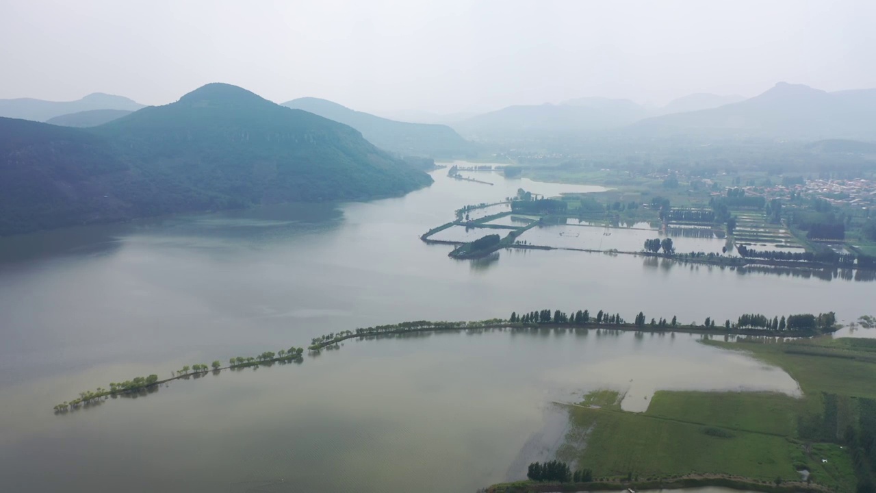 山东枣庄周村水库风光视频素材