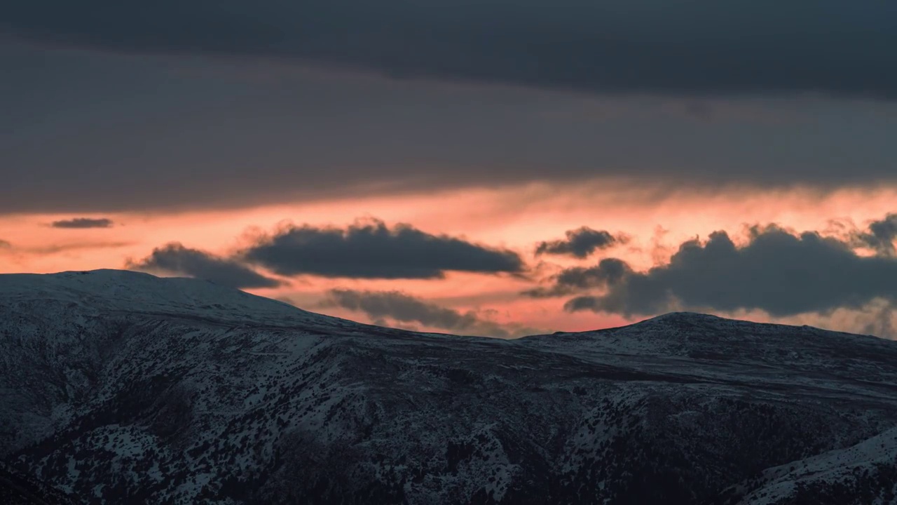 海子山日落雪山风光视频素材